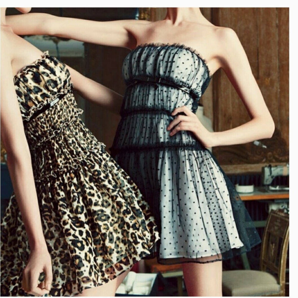 Giambattista Valli corset tiered ruffle lace dots mini dress